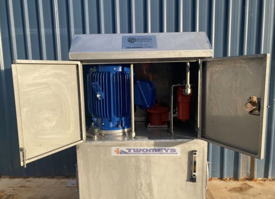 Fabricated hydraulic tank under construction in the workshop